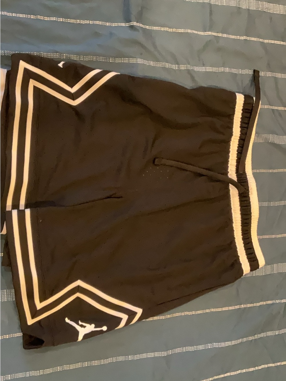 Jordan Black and White Athletic Shorts with Side Stripe